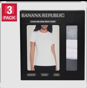 Banana Republic Woman's Ribbed Crewneck T-shirt (3- Pack)